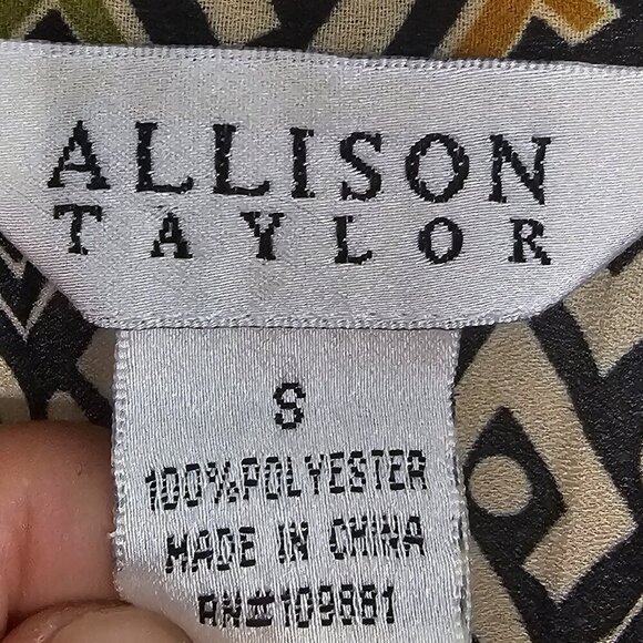 Allison Taylor Green Purple Boho Tunic Blouse Sheer Retro S - Picture 9 of 11